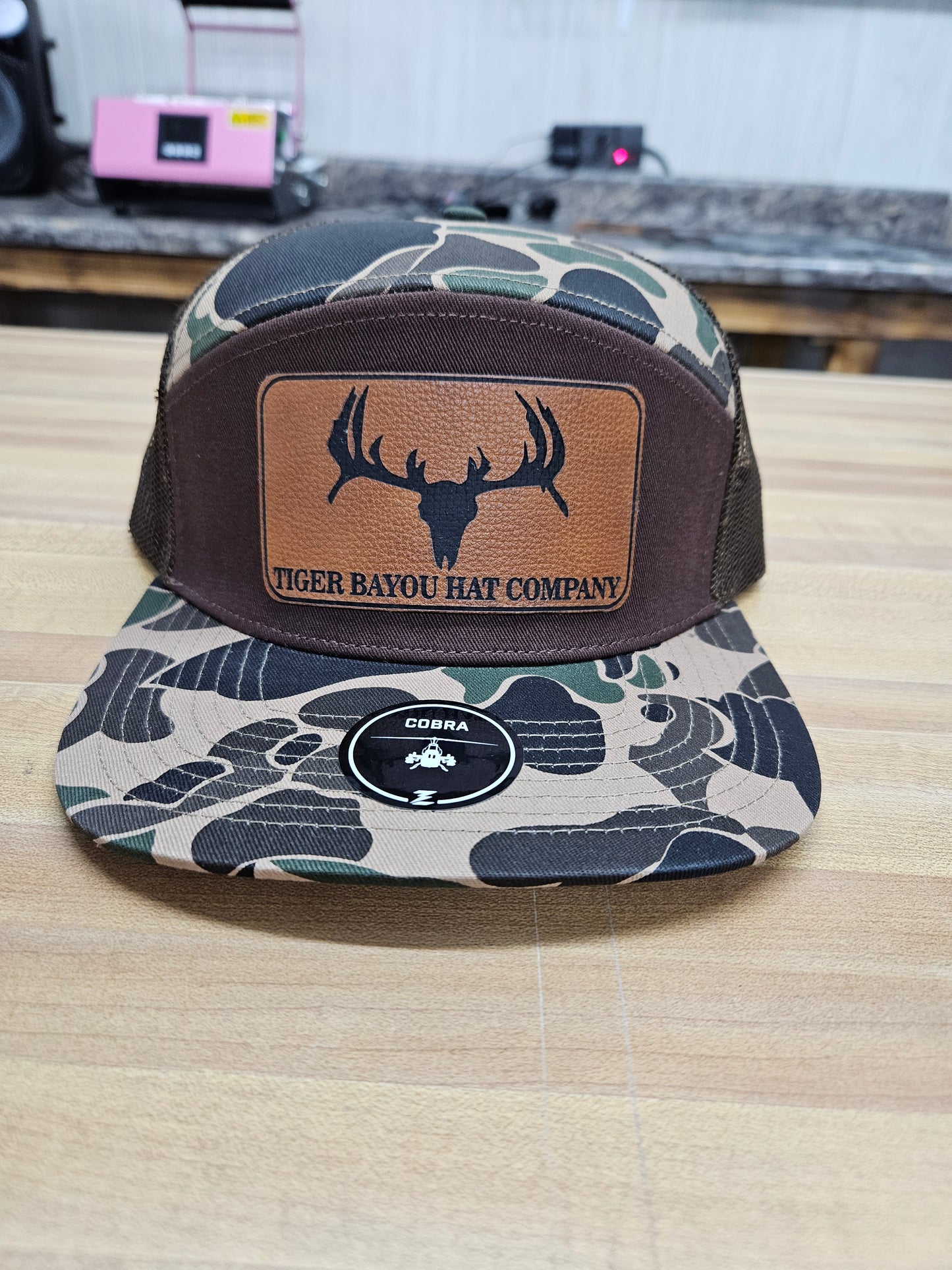 Camo flatbill deer skull patch